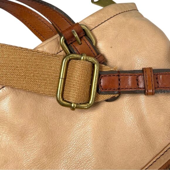 Fossil Explorer Tan Genuine Leather Foldover Vintage Convertible crossbody bag - Picture 9 of 13